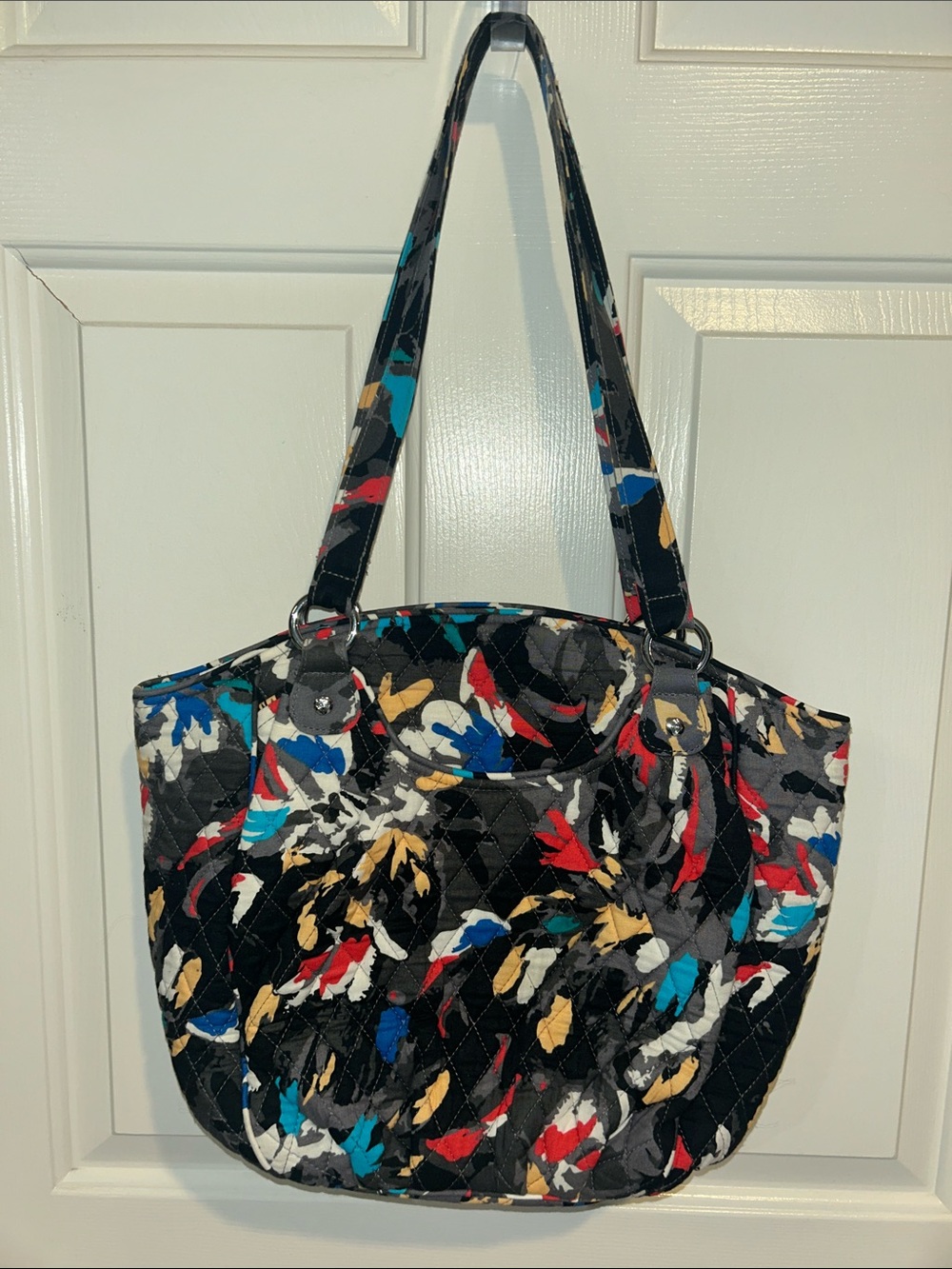 Vera Bradley Black Multi Quilted Floral-Print Tote